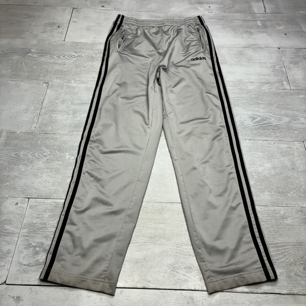 Adidas Adibreak Snap Track Pants Mens M Grey Black 3 Stripe Tear Away Vintage